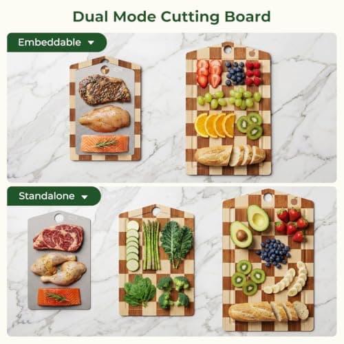 Pure Titanium Cutting Board, Bamboo Cutting Boards Set for Kitchen view 2