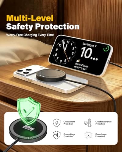 Magnetic Wireless iPhone Charger Fast Phone Charger with Kickstand, 6.6FT 25W Fast Phone Charging Pad Wireless Magnetic Charge for iPhone 17/17Air/16 Pro Max/16 Plus/15 Pro Max Black view 5