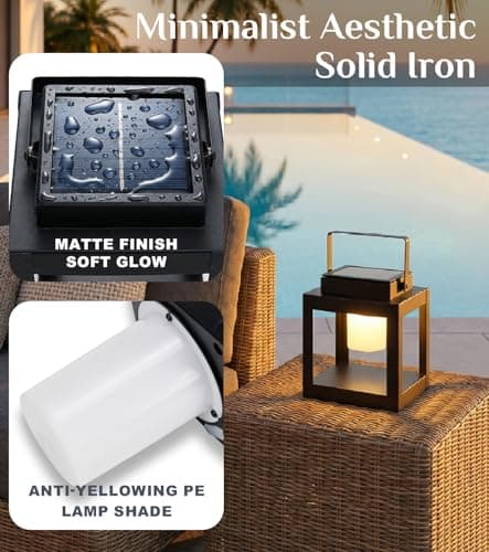 Solar Lantern Outdoor Table Lamp - Portable Hanging LED Lights, Dural Rechargeable Waterproof Decorative Lights for Patio Camp view 4