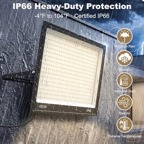 XXBSAZ 500W LED Flood Light 75000LM, Commercial Outdoor Stadium Light, IP66 Waterproof, High Mast Parking Lot Lighting, 5000K Daylight, AC85-277V view 5