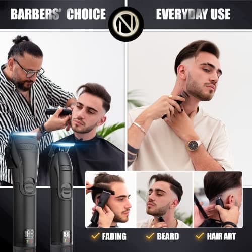Novah® Professional Hair Clippers for Men, Professional Barber Clippers and Trimmer Set, Mens Cordless Hair Clipper for Barbers Haircut Kit Fade view 3
