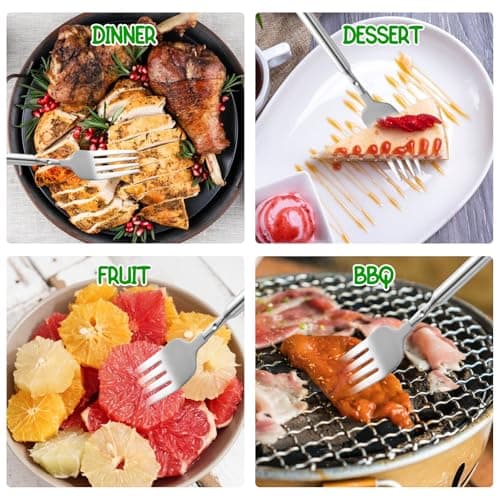 2 PCS Extendable Fork for Jokes, Expandable Forks, Extended/Extending/Extend, Extension from 8.7" to 25.4" Long, Stainless Steel Telescopic/Telescoping/Retractable Dinner Fork. Silver view 5
