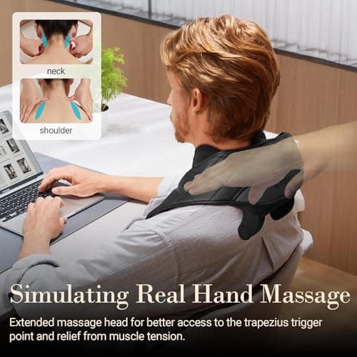 CuPiLo Cordless Neck and Shoulder Neck Massager with Heat, 5-Zone Heat | 4D Kneading Shoulder Massager for Pain Relief Deep Tissue, Electric Shiatsu Massage, Wearable & Rechargeable, Office, Home view 4