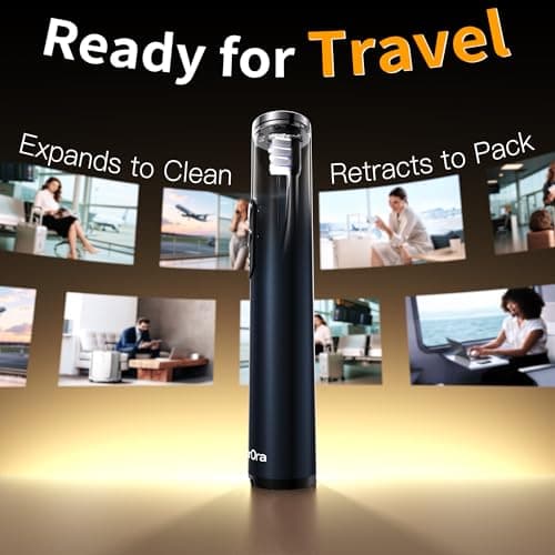 GearOra M23 Travel Electric Toothbrush for Adults, Retractable Portable Sonic Toothbrush, Aluminum Body, 30-Day Battery, Universal USB-C Charging, IPX7 Waterproof, Compact Travel Size Toothbrush view 2