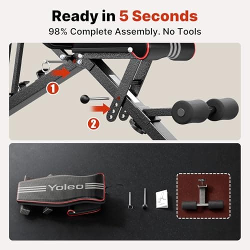 YOLEO Adjustable Weight Bench for Home Gym, ASTM-Certified 827LBS, 98% Pre-Assembled, Foldable Gym Bench with 84 Positions Incline Decline Flat, Wider Seat view 3