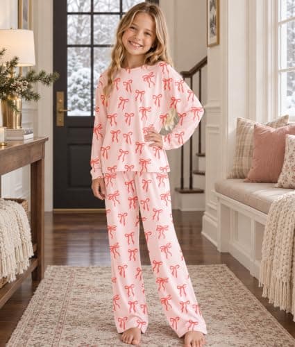 Petite&Me Viscose from Bamboo Girls Pajamas, 2PC Long Sleeve Set, Size 6-14 view 2