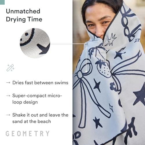 GEOMETRY Micro-Loop Beach Towel – Spring & Summer Collection – Quick-Dry, Sand-Resistant, Ultra-Absorbent Compact Towel for Beach & Travel (Abstract Life) view 6