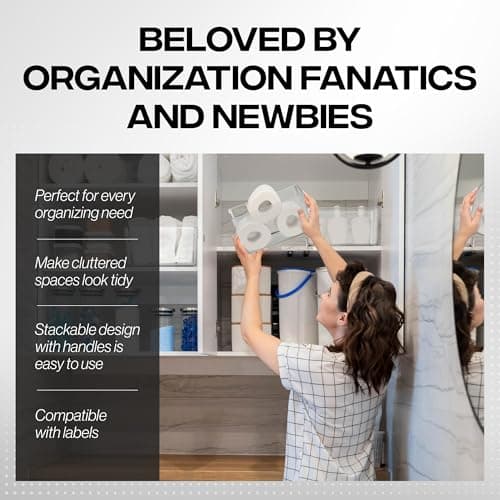 ClearSpace Clear Plastic Storage Bins – Pantry Organizers & Storage Containers, Cabinet Organizer - Home Organization Must Haves for Kitchen, Laundry Room, Office, Closet, Garage & Freezer view 6