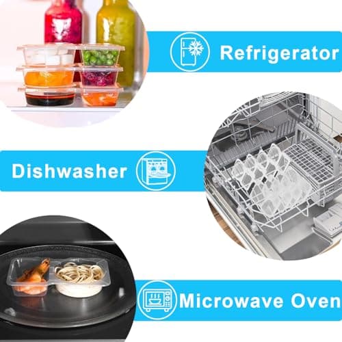 Pure Future 20-Pack 2-Compartment Snack Containers with Lids (40 Pieces) | Reusable Meal Prep Lunch Boxes for Portion Control, Microwave Safe Snack Pack, Ideal for Office, Gym, Travel Use view 4