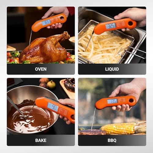 Professional Meat Thermometer Digital, Ultra-Fast 0.5 Sec Instant Read, NIST Certified ±0.5°F Accuracy, IP67 Waterproof, Auto-Rotating Backlit Display, Lift-to-Wake, for BBQ/Candy, Orange&Gray view 6