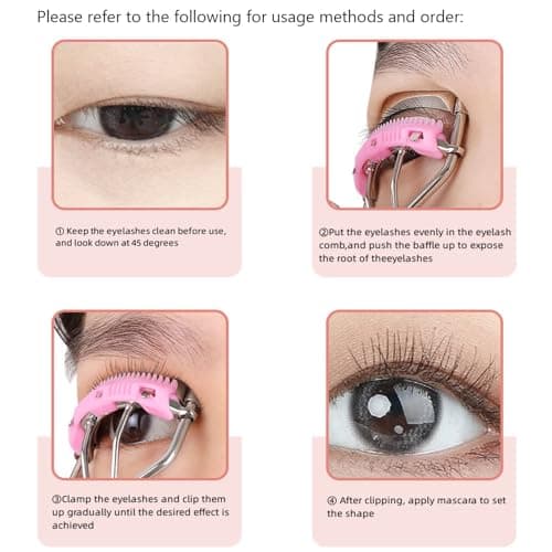 REVGOZU Eyelash Curlers with Small Eyelash Comb & Refill Pads, High On Lash Curler Stainless Steel Eyelash Makeup Tool for Eye-Opening & Lifted Lashes, Wide Angle Beauty Curling Natural Styling view 3