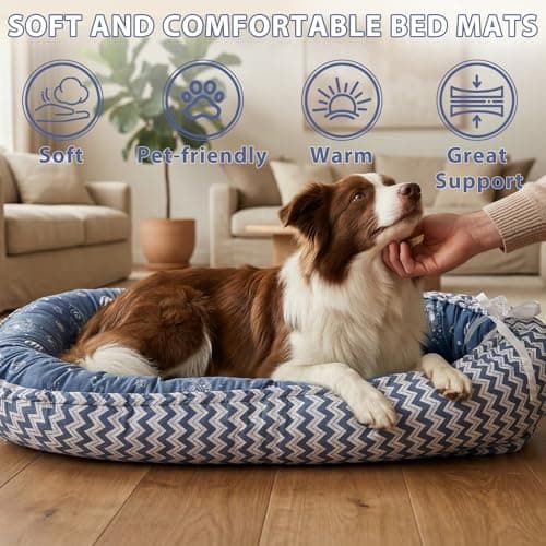 Dog Beds Crate Pad for Medium Dogs, Reversible Ultra Soft Beds, Washable Cover, Comfy Kennel Pad for Dogs Cozy Sleeping Mat, 36inch, Blue view 2