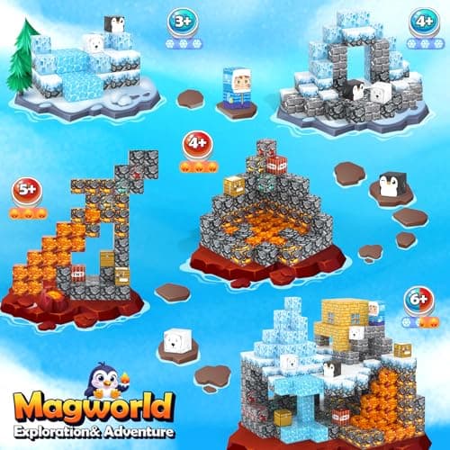 Gooidea Large Magnetic Blocks 110PCS Ice Fire World Inspired Playset Kids Magnet Toys 1 inch Building Cubes Magworld Add-on Building Craft Sensory Toys Game Gifts for Kids Ages 3-5 4-6 5-7 8-12 view 6