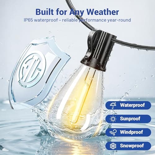 100FT Outdoor String Lights with Remote & Dimmable, 35+1 Shatterproof Waterproof Bulbs, Dimmable Outside Hanging Patio Lights for Backyard, Porch, Deck, Garden 2700K Warm White view 6