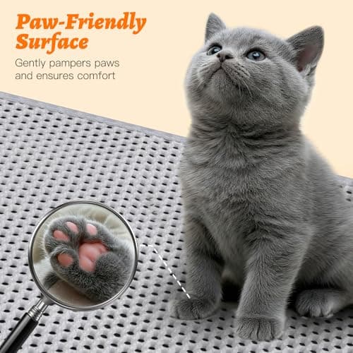 Large Cat Litter Box Mat for Cats, Double Layer Honeycomb Cat Litter Trapping Mats, Waterproof, Urine Proof,Non-Slip Litter Pad for Indoor Kitty Cat Litter Mat, Easy to Clean Grey (33.8'' x 23.6'') view 7