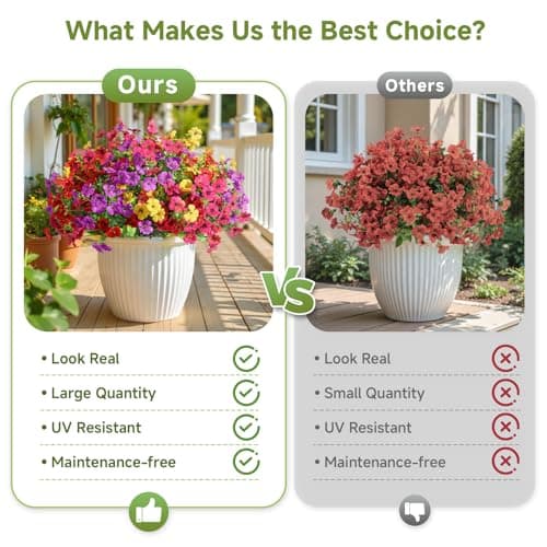 Alupssuc 24 Bundles Artificial Flowers for Outdoors Decoration, UV Resistant Silk Faux Daisy Flora Spring Fake Plastic Plants Greenery for Outside Indoor Yard Home Porch Window Box Decor, Mix 4 Colors view 4