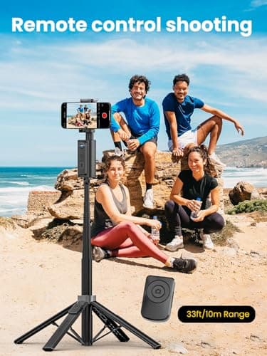 AOCHUAN Auto Face TrackingTripod, w/Gesture Control for iPhone,Extendable Pole, 360° Rotating Selfie Stick,Wireless Remote,Video Recording 4-Leg Stable & Portable Tripod view 6