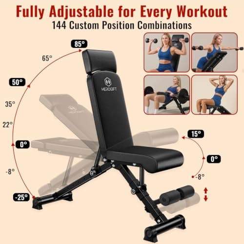 HEROGIFT Adjustable Weight Bench with Adjustable Headrest view 2