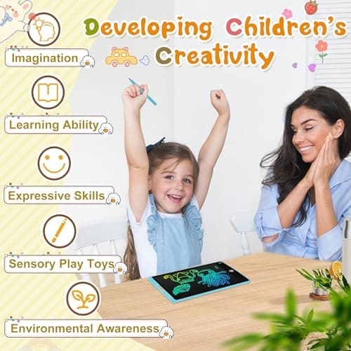 2 Pack LCD Writing Tablet, Electronic Drawing Writing Board, Erasable Drawing Doodle Board, Doodle Pad Toys for Kids Adults Learning & Education, 8.5IN(Blue+Pink) view 6