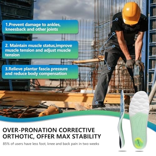 Plantar Fasciitis Arch Support Insoles for Men Women,Flat Feet Insoles,Supercritical Foam Orthotic Shoe Inserts with Sweat-Wicking Fabric,Shock Absorption Athletic Inserts,Standing All Day-L view 6