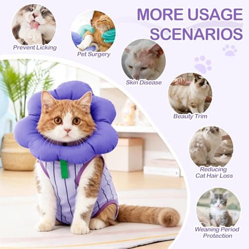 EMUST Cat Surgery Recovery Suit for Female Cats, Adjustable Soft E-Collar Alternative Onesie, Breathable Anti-Licking Post-Op Pet Pajamas for Spay & Abdominal Protection(Grapes,M) view 5