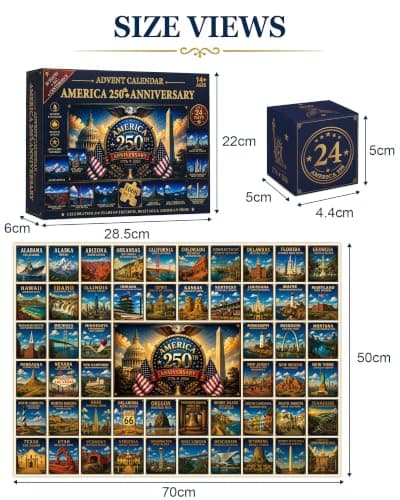 USA 250th Anniversary Puzzle Advent Calendar 2026, 1008 Piece Jigsaw | 3 Layered Cardboard, Detailed Printing, America 250th Anniversary Theme, Smooth Assembly Experience view 3