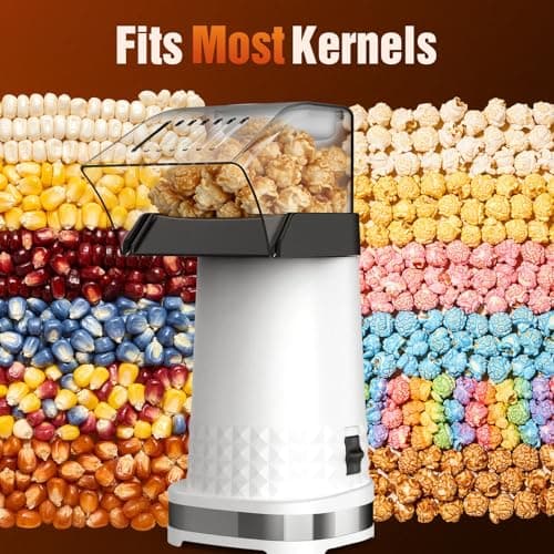 Popcorn Maker, 1200W Fast Hot Air Popper in 2 Minutes, Oil-Free Popcorn Popper, 4.5QT Large Capacity, Popcorn Machine for Home, Movie Nights, Family, Parties&World Cup, ETL Certified (White) view 6