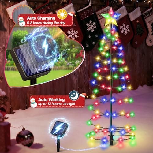 24" Spiral Solar Christmas Tree Outdoor Decorations 4 Pack view 4