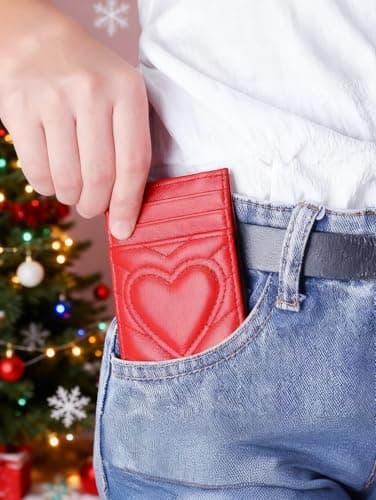 AUNER LEATHER Cute Heart Wallet, Gifts for Teen Girls, Birthday Graduation Gift for 11 12 13 14 15 16 17 18 Year Old Girls, Teen Girl Gifts Trendy Stuff (Dark Red) view 6