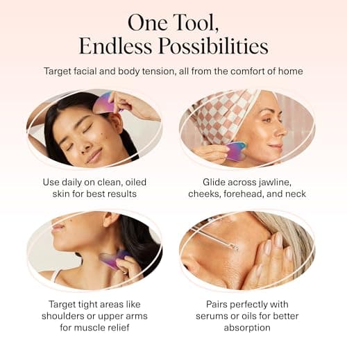 Kitsch Stainless Steel Gua Sha Facial Tools - Guasha Tool for Face, Face Sculpting Tool, Jawline Shaper, Double Chin Reducer Gua Sha Tools, Lymphatic Drainage Massager, Facial Skin Care, Iridescent view 6