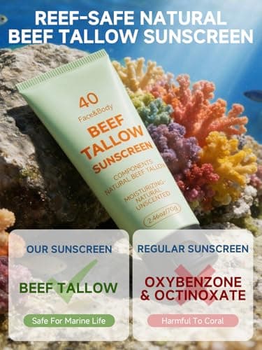 Beef Tallow Reef Safe Sunscreen SPF 40 for Face, Travel Size Natural Organic Non-Greasy Lightweight Formula For Women & Men, Summer Outdoor Sports Beach Home Office Daily Use, 2.46 OZ view 4