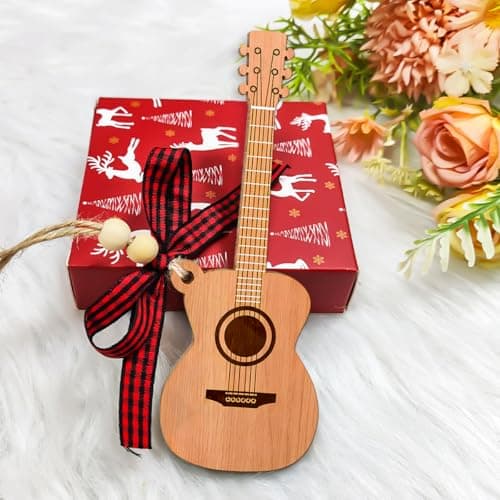 Guitar Ornaments for Christmas Tree, Mini Wooden Guitar Ornament Decor, Unique Music Ornaments - Best Gifts for Guitarists Lovers view 5