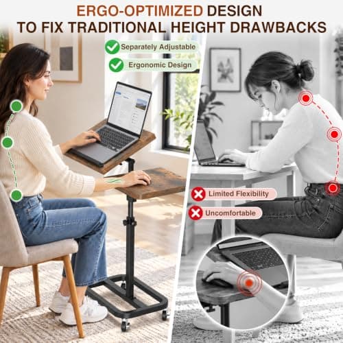 2026 Anti-Wobble Modern Rolling Portable Laptop Table with Lockable Wheels view 4