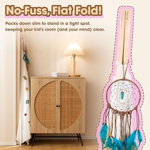 Teepee Tent for Kids with Lights, Kids Play Tent Indoor with Thicked Mat & Dream Catcher, Toddler Tent with Storage Pockets and Mesh Window for Reading Nook and Imaginative Games view 5