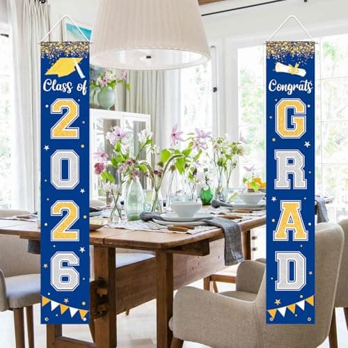 Graduation Decorations 2026 GRAD Banner Blue Porch Door Sign Welcome Banner For Indoor Outdoor Wall Graduation Decorations Class of 2026 view 6