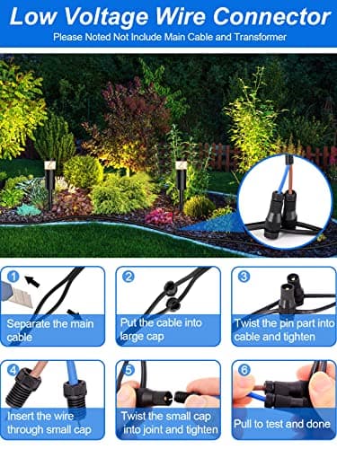 DOREIO 5W Low Voltage Landscape Pathway Lights with Connectors 12V Outdoor Landscape Lighting LED Bollard Path Lights Wired IP65 Waterproof Warm White Walkway Lights for Garden Yard Lawn (8Pack) view 6