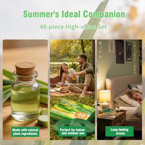 FIRIK Citronella Coils, 48 PCS Citronella Incense Coils with Coil Holder, Natural Citronella Outdoor Coils for Patio, Farms, Backyard, Garden, BBQ Indoor view 4