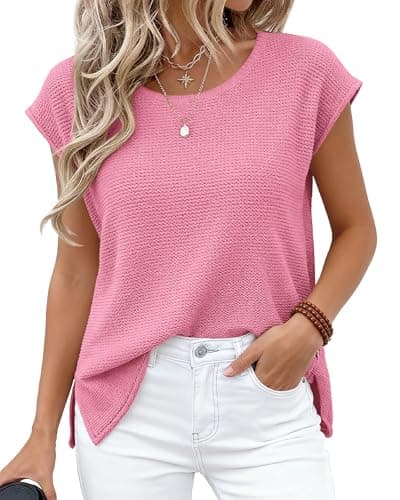 BTFBM Sweater Vest Women 2026 Spring Summer Cap Sleeve Crew Neck Casual Loose Business Tops Western Vacation Outfits — image 1