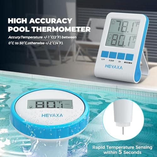 Digital Pool Thermometer Floating Easy Read IPX9 Waterproof Wireless Water Thermometer with Indoor Temperature Monitor for Swimming Pool, Bathtub, Fish Tank view 3