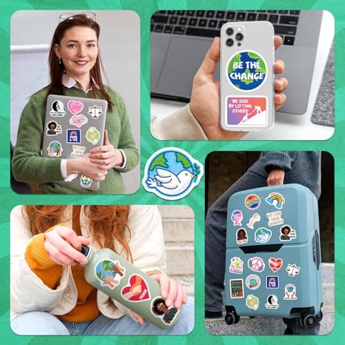 Yqskt 200PCS Social Justice Stickers, Feminist, Equality, Human Rights & Activism Stickers, Social Worker Gifts for Women Teens, Vinyl Decals for Laptop Water Bottle Scrapbook view 5
