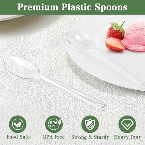 Funnydin 360 Count Plastic Spoons - 6.96 Inch Disposable Spoons, Heavy Duty Plastic Spoons, BPA-Free, Heat Resistant Disposable Silverware, Suitable for Party, Picnic, Events and Everyday Use view 4