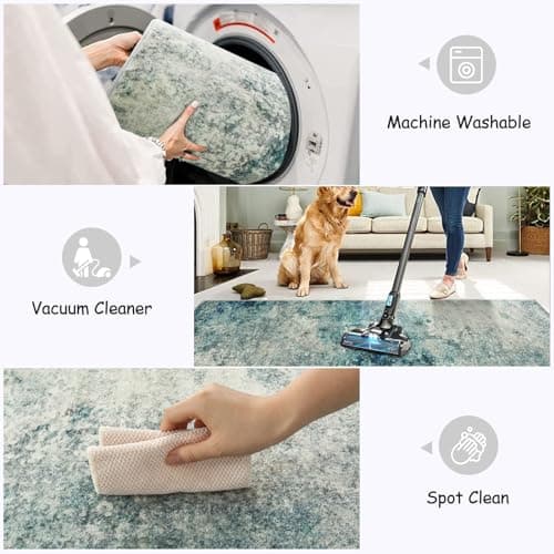 Lahome Modern Abstract Area Rug - Small 2x3 Washable Entryway Rugs Non-Slip Low Pile, Accent Throw Carpet for Kitchen Bath Mats Laundry Front Indoor Doormat,Blue/Grey view 3
