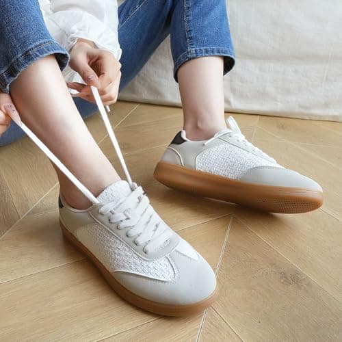JENN ARDOR Lightweight Sneakers for Women Fashion Lace-Up Tennis Shoes Casual Comfortable Non-Slip Work Walking Everyday Shoes view 2