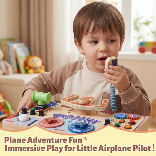 Montessori Busy Board for Toddlers 2-4|Wood LED Sensory Steering Wheel Toys view 6