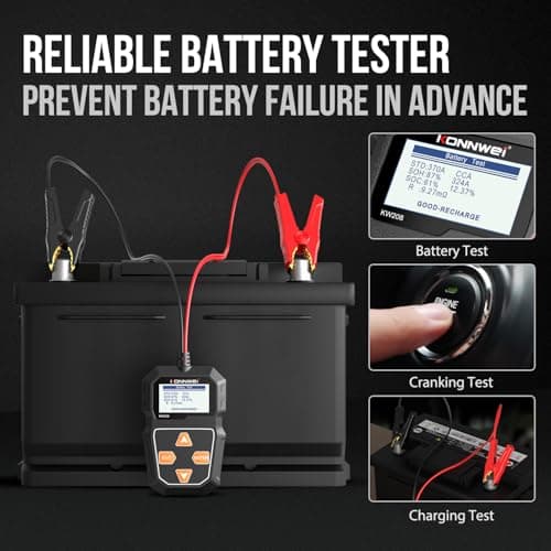 KONNWEI KW208 12V Car Battery Tester, Battery Load Tester Automotive 12V Alternator Starter Tester Digital Auto Battery Analyzer Charging Cranking System Tester for Car Truck Marine Motorcycle Boat view 4
