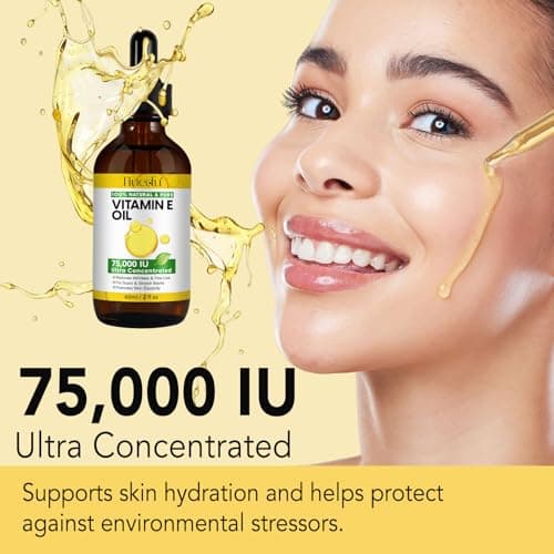 Tiuedu Natural Vitamin E Oil for Skin, Ultra Concentrated Vitamin E Oil for Face, Hair and Scars, Moisturizing Dry Skin Oils, Promotes Skin Elasticity, 2Fl Oz view 2
