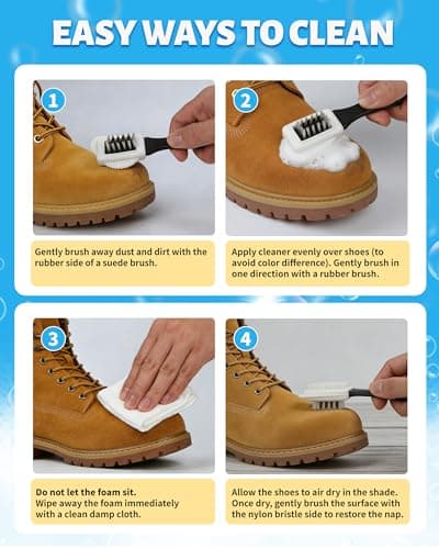 Jevvu Suede Shoe Cleaner, Suede Cleaning Kit with Brush & Towel for Suede, Nubuck, Leather, Boots, Trainer view 6
