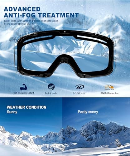 2Pack Ski Goggles for Men Women Snow Goggles Anti fog Snowboard Goggles with 100% UV Protection view 2