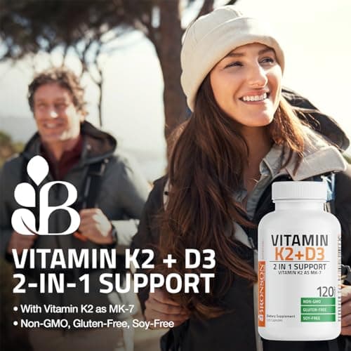 Bronson Vitamin K2 (MK7) with D3 Supplement Non-GMO Formula 5000 IU Vitamin D3 & 90 mcg K2 MK-7 Easy to Swallow D & K Complex, 120 Capsules view 3