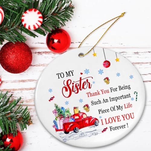 Sister Christmas Ornament 2025, Sister Ornaments for Christmas Tree, Sister, Ceramic White Christmas Sisters Ornament, Sister Gifts for Big Sister Best Friend Soul Sister view 4